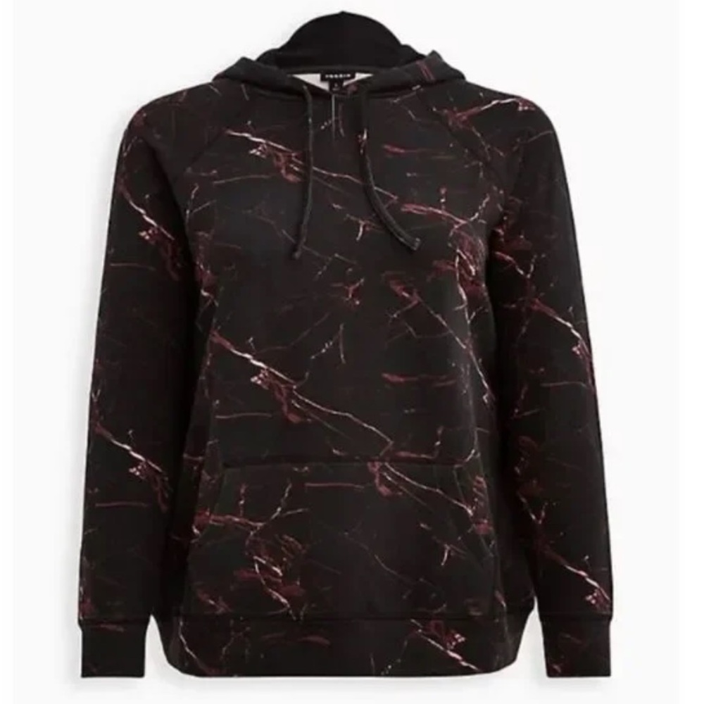 Torrid Everyday Fleece Black and Maroon Marble Active Hoodie Size 3 (22/24) - Picture 11 of 15